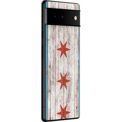 Chicago Flag Dark Wood Google Pixel 6 Pro Skin
